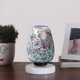 Devansh Grey Textured Glass Abstract Shaped Table Lamp-image-55