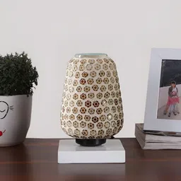 Devansh White Textured Glass Traditional Abstract Shaped Table Lamp-image-70