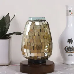 Devansh Gold-Toned Textured Glass Abstract Shaped Table Lamp-image-53