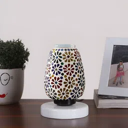 Devansh White Textured Glass Abstract Shaped Table Lamp-image-24