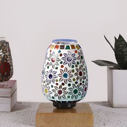 Devansh White Textured Glass Abstract Shaped Table Lamp-image-96