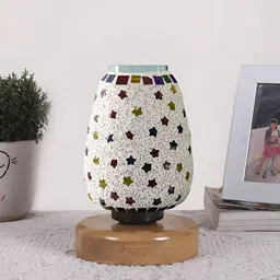 Devansh White Textured Glass Abstract Shaped Table Lamp-image-27
