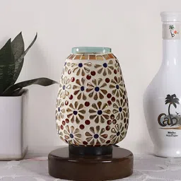 Devansh White Textured Glass Abstract Shaped Table Lamp-image-88