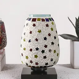 Devansh White Textured Glass Traditional Abstract Shaped Table Lamp-image-89