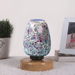 Devansh Grey Textured Glass Abstract Shaped Table Lamp-image-78