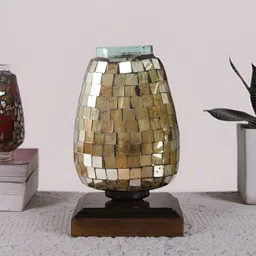 Devansh Brown Glass Traditional Abstract Shaped Table Lamp-22