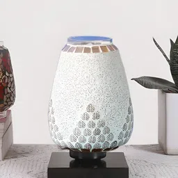 Devansh White Textured Glass Abstract Shaped Table Lamp-image-39