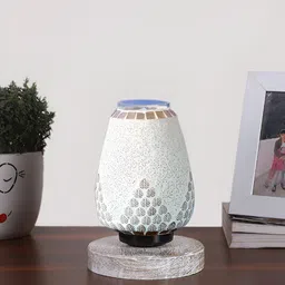 Devansh White Textured Glass Abstract Shaped Table Lamp-image-68