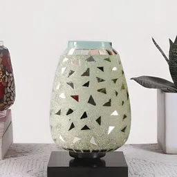 Devansh White Textured Glass Traditional Abstract Shaped Table Lamp-image-89