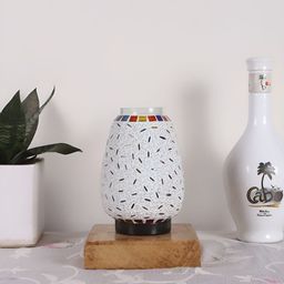 Devansh White Textured Glass Abstract Shaped Table Lamp-image-61