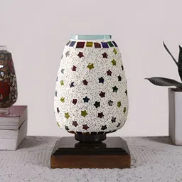 Devansh White Textured Glass Abstract Shaped Table Lamp-image-28