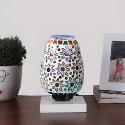 Devansh White Textured Glass Abstract Shaped Table Lamp-image-95