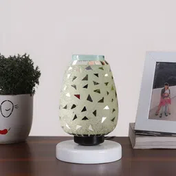 Devansh White Textured Glass Abstract Shaped Table Lamp-image-86