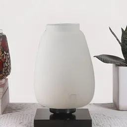 Devansh White Glass Traditional Abstract Shaped Table Lamp-image-86