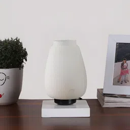 Devansh White Glass Abstract Shaped Table Lamp-image-24
