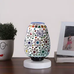 Devansh White Textured Glass Abstract Shaped Table Lamp-image-84
