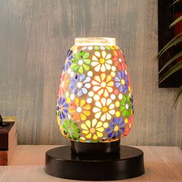 Devansh White Textured Glass Abstract Shaped Table Lamp-image-42