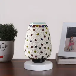 Devansh White Textured Glass Abstract Shaped Table Lamp-image-78