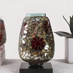 Devansh Grey Textured Glass Traditional Abstract Shaped Table Lamp-image-78