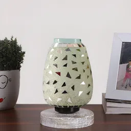 Devansh White Textured Glass Traditional Abstract Shaped Table Lamp-image-81
