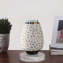 Devansh White Textured Glass Abstract Shaped Table Lamp-image-92
