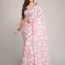 WoodenTant Floral Printed Pure Cotton Saree-image-83