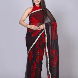 VL SAREES Bandhani Gotta Patti Pure Chiffon Bandhani Saree-55