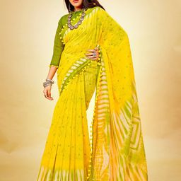 Anouk Bandhani Dyed Saree With Pom Pom Border-image-27