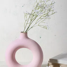 The Decor Mart Pink Solid Ceramic Donut-Shaped Vase-image-13