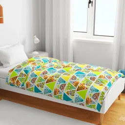 Divine Casa Orange & Yellow Geometric AC Room 120 GSM Single Bed Blanket-18