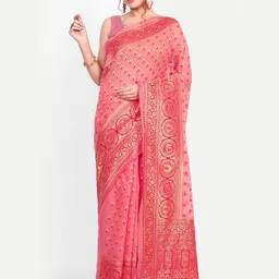 choiceit Ethnic Motifs Woven Design Woven Design Zari Pure Cotton Banarasi Saree-picture-16