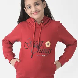Crimsoune Club Girls Printed Hooded Cotton Sweatshirt-image-80
