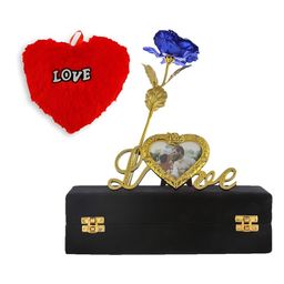 INTERNATIONAL GIFT Blue & Red 2 Pieces Rose with Heart Emoji and Photo Frame-9