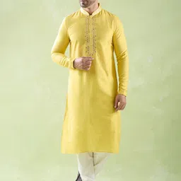 Arihant Rai Sinha Men Ethnic Motifs Yoke Design Regular Thread Work Pure Silk Kurta with Churidar-picture-14