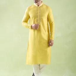 Arihant Rai Sinha Men Embroidered Regular Pure Silk Kurta with Churidar-picture-10
