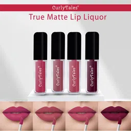 CurlyTales Set Of 4 No Crack No Flak Velvet Matte Liquid Lipsticks 12ml each-image-96