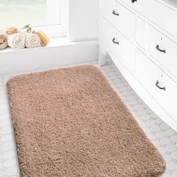 LUXEHOME INTERNATIONAL Vegas Rust Brown Textured 2800 GSM Microfibre Anti-Slip Bath Rugs-93