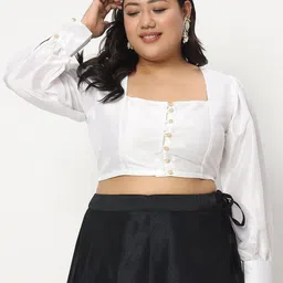 studio rasa Plus Size Button Down Silk Blouse-picture-21