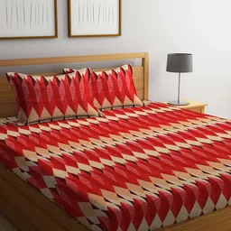 Dhrohar Red & Beige Printed 240 TC Queen Bedsheet with 2 Pillow Covers-image-16