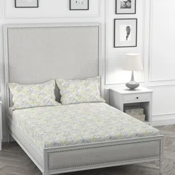 ROSARA HOME Yellow Floral 200 TC Cotton King Bedsheet with 2 Pillow Covers-picture-23