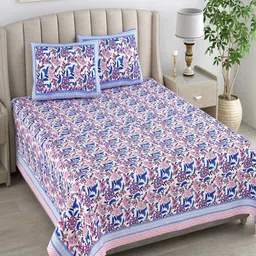 Bombay Spreads White & Pink Ethnic Motifs Cotton 180 TC King Bedsheet & 2 Pillow Covers-picture-11