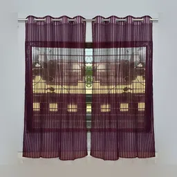 COMFY HOME Violet 2 Pieces Striped Eyelet Curtains-60