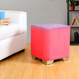 Shadowkart Purple & Pink Wooden Pouffes Sitting Mudda Square Ottoman-10