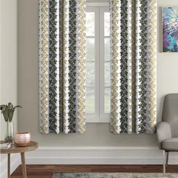 Cortina Olive Green & Red 2 Pieces Quirky Printed Window Curtains-picture-1