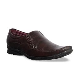 Khadims Men Brown Textured Formal Slip-On Shoes-image-63