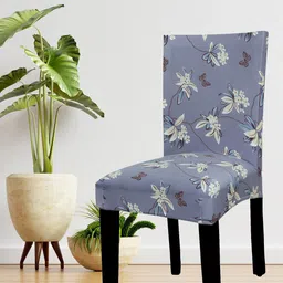 HOUSE OF QUIRK Set Of 6 Purple & White Printed Non-Slip Removable Chair Covers-17