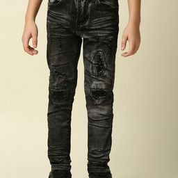 WAIMEA Boys Black Comfort Slim Fit Mildly Distressed Stretchable Jeans-image-31