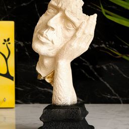 eCraftIndia Off-White Antique Finish Thinking Man Face Handcrafted Decorative Showpiece-image-27