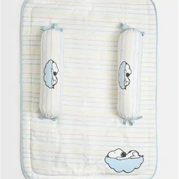 MiArcus Kids White & Blue Peanuts Printed Breathable Single Size Mattress Protector-image-27