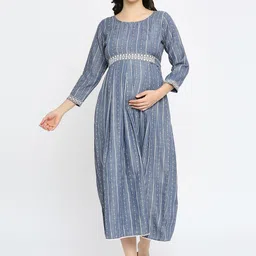 DUMMY SHAPE Self Design A-Line Midi Maternity Dress-6